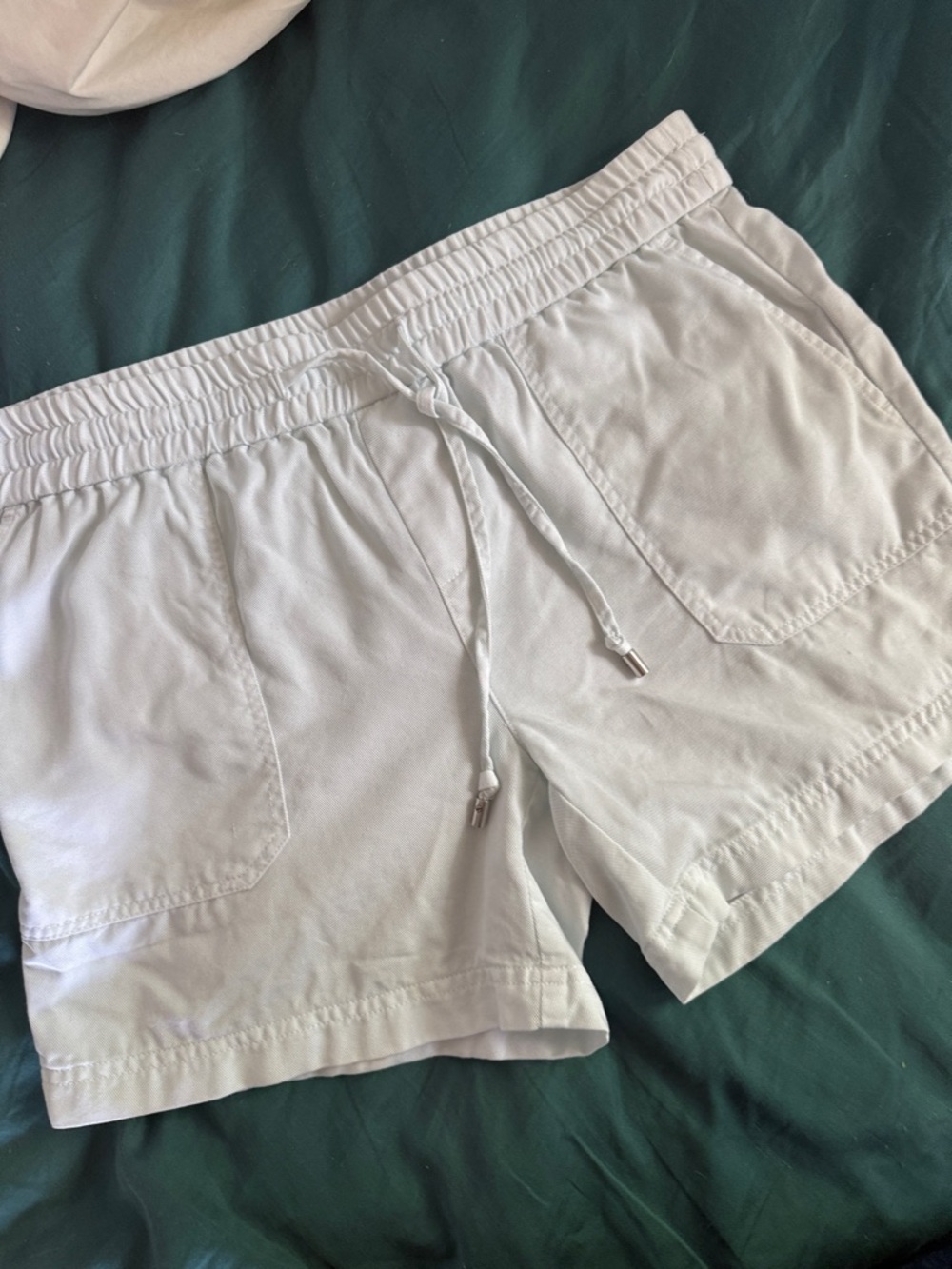Women’s Drawstring Elastic Waist White Shorts, Ralph Lauren 100% tencel 2P